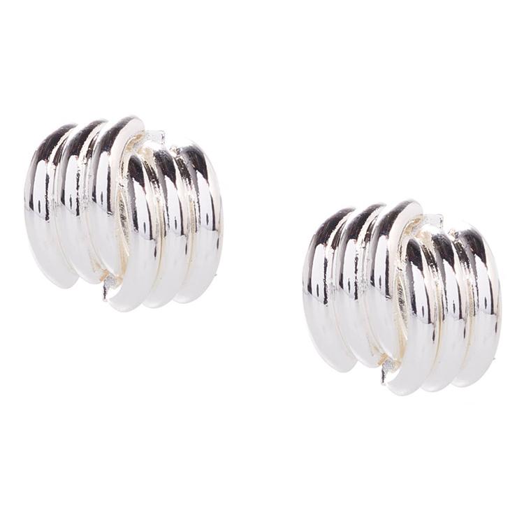Design Collection Silver-Tone Swirl Tailored Stud Earrings