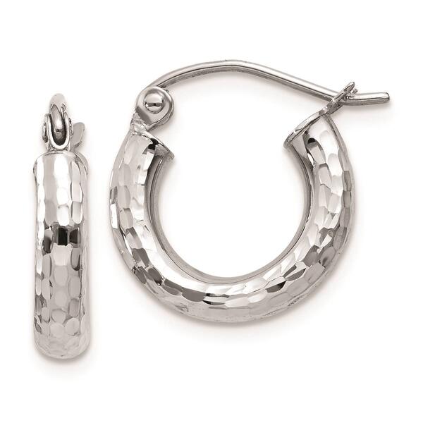 Gold Classics(tm) 10kt. White Gold Diamond-cut 8mm Hoop Earrings - image 