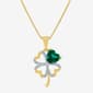 Gemstone Classics(tm) Simulated Emerald & Diamond Clover Pendant - image 1