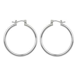 Roman Silver-Tone Medium Thin Hoop Earrings
