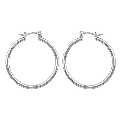 Roman Silver-Tone Medium Thin Hoop Earrings
