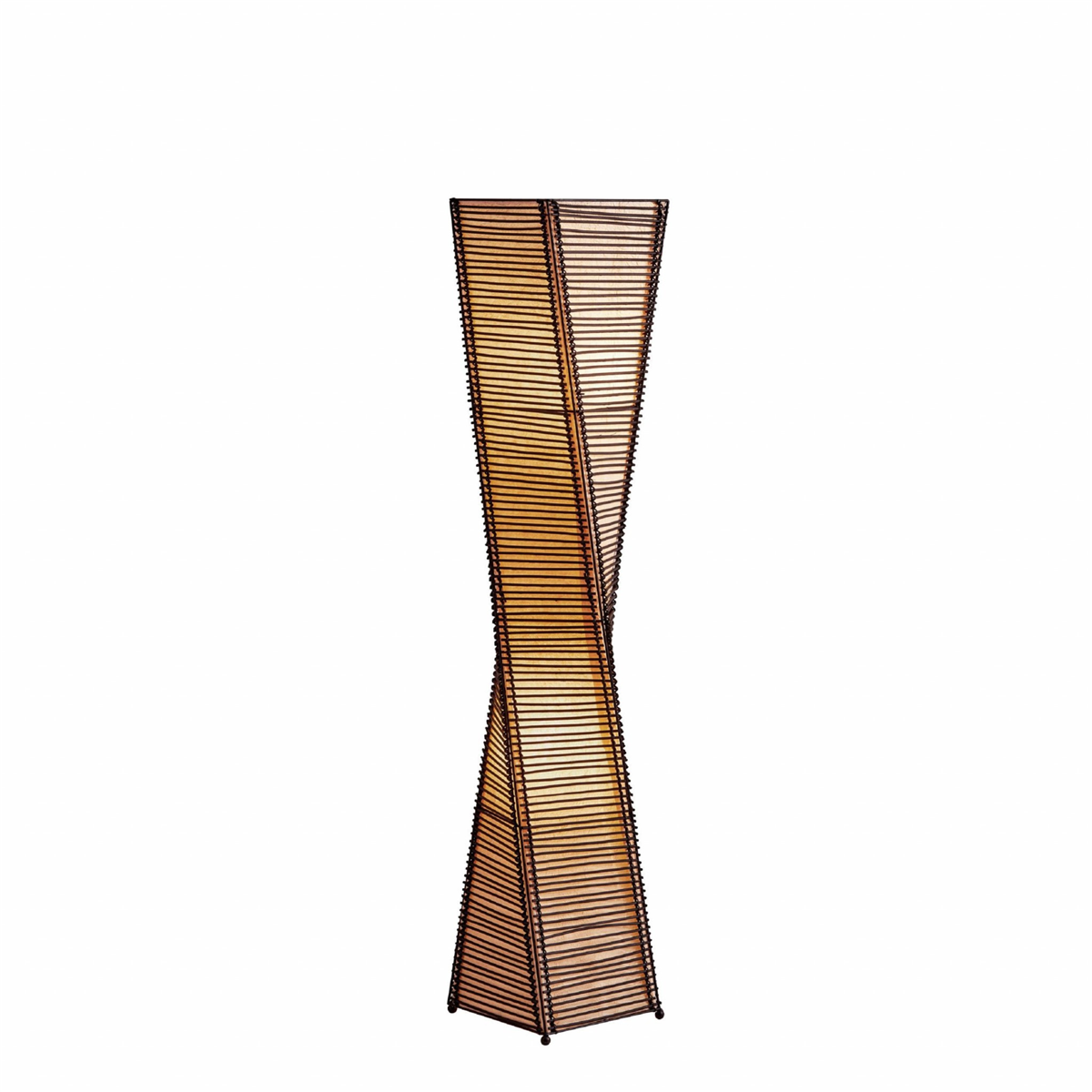 HomeRoots 50in. Black & Tan Twisted Cylinder Floor Lamp