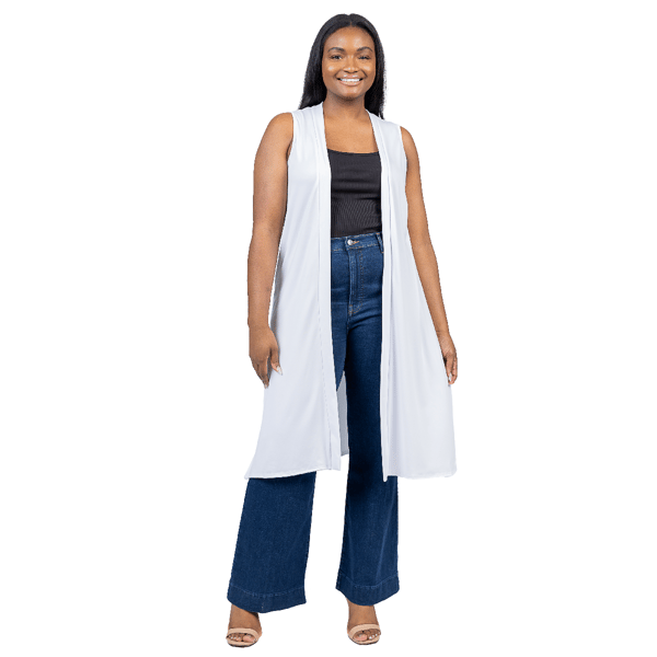 Plus Size 24/7 Comfort Apparel Long Sleeveless Cardigan Vest - image 