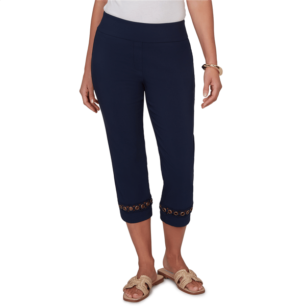 Petite Emaline Summer In The City Pull On Grommet Hem Capris - image 