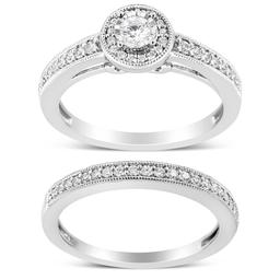 Haus of Brilliance Sterling Silver 1/2ct. Diamond Bridal Set
