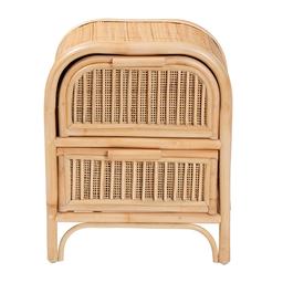 bali & pari Adrika Bohemian Natural Rattan 2-Drawer Nightstand