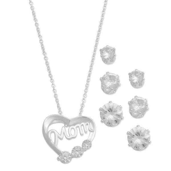 Danecraft Mom Open Heart Pendant & 3pc. Earrings Set - image 