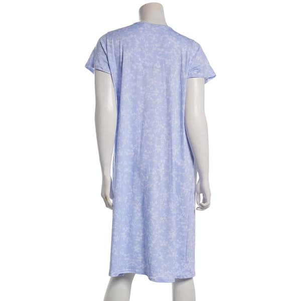 Womens Laura Ashley Short Sleeve Vine Floral Lace Trim Nightgown