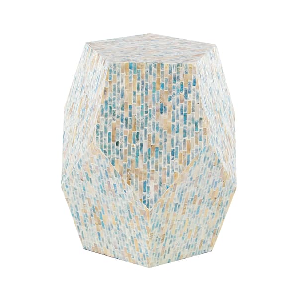 9th & Pike&#40;R&#41; Multi Mussel Shells And Wood Accent Table