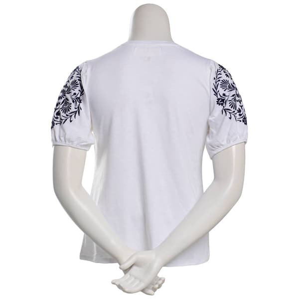 Womens French Laundry Elbow Jacquard Vine Sleeve Solid Blouse