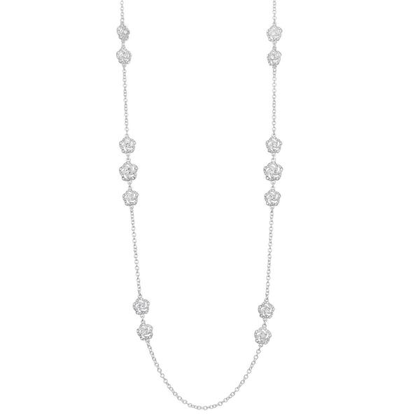 You''re Invited Silver-Tone Crystal Flower Strand Necklace - image 