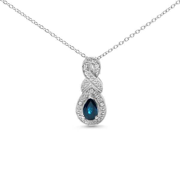 Haus of Brilliance Sterling Silver Blue Sapphire Pendant