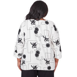 Plus Size Alfred Dunner Opposites Attract Woven Geometric Blouse