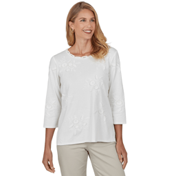Petites Alfred Dunner Sunset Ridge Braided Neck Tonal Floral Kni