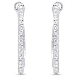 Diamond Classics™ Sterling Silver 1/2ctw. Diamond Hoop Earrings