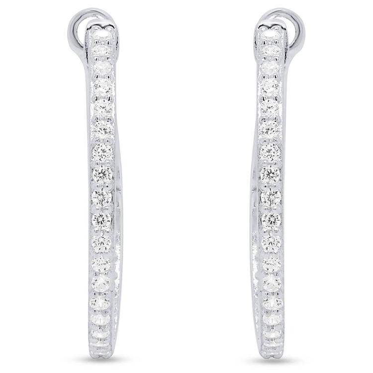 Diamond Classics™ Sterling Silver 1/2ctw. Diamond Hoop Earrings