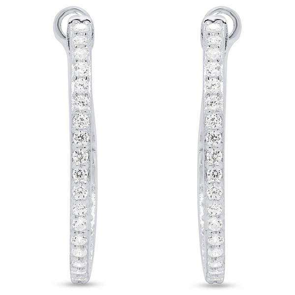 Diamond Classics™ Sterling Silver 1/2ctw. Diamond Hoop Earrings