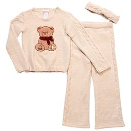 Girls (4-6x) Little Lass® 2pc. Chenille Teddy Bear Top/Pants Set