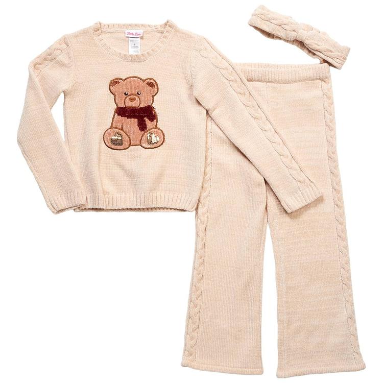 Girls (4-6x) Little Lass® 2pc. Chenille Teddy Bear Top/Pants Set