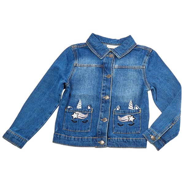 Girls (7-16) BTween(R) Long Sleeve Unicorn Denim Jacket - image 