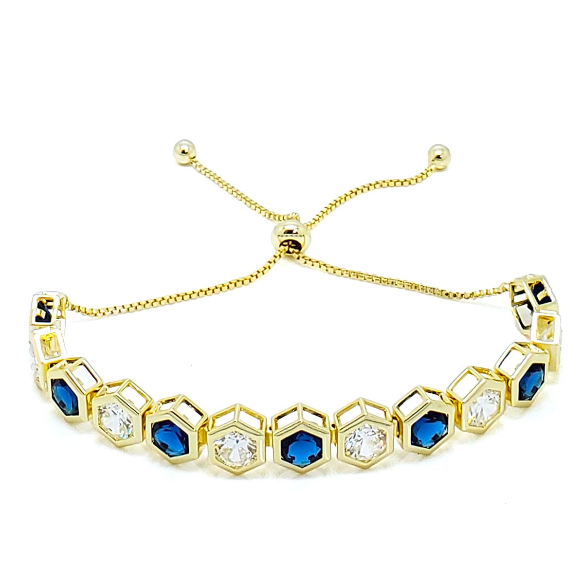Gianni Argento Gold Plated Adjustable Honeycomb Bracelet