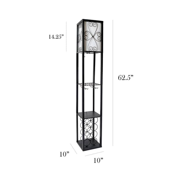 Simple Designs Floor Lamp Etagere Organizer w/Linen Shade