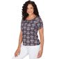 Womens Emaline Key Items Ruched Short Sleeve Jacquard Blouse - image 3