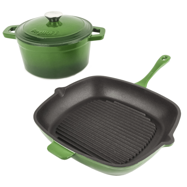 BergHOFF Neo 3pc. Cast Iron Grill Pan & Dutch Oven Cookware Set