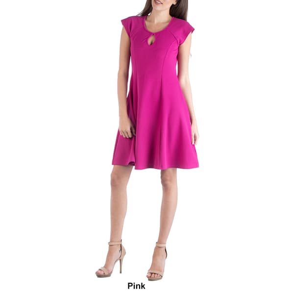 Womens 24/7 Comfort Apparel Fit & Flare Dress with Keyhole