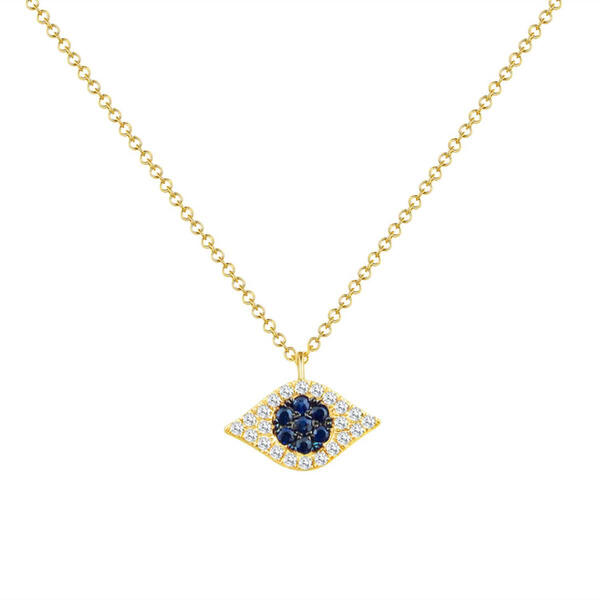 Diamond Classics&#40;tm&#41; 14kt. Gold Evil Eye Necklace - image 