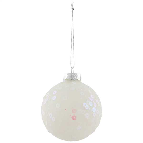 Northlight 4ct. Frosted Sequined Christmas Ball Glass Ornaments