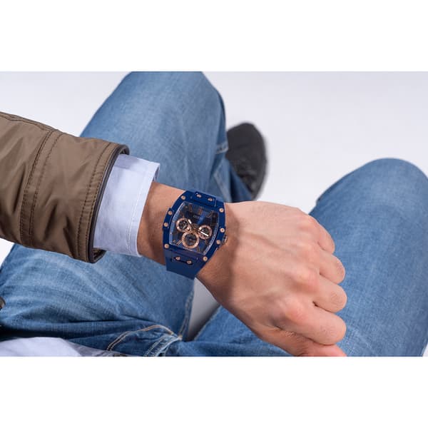 Mens Guess Blue Silicone Strap Watch - GW0203G7