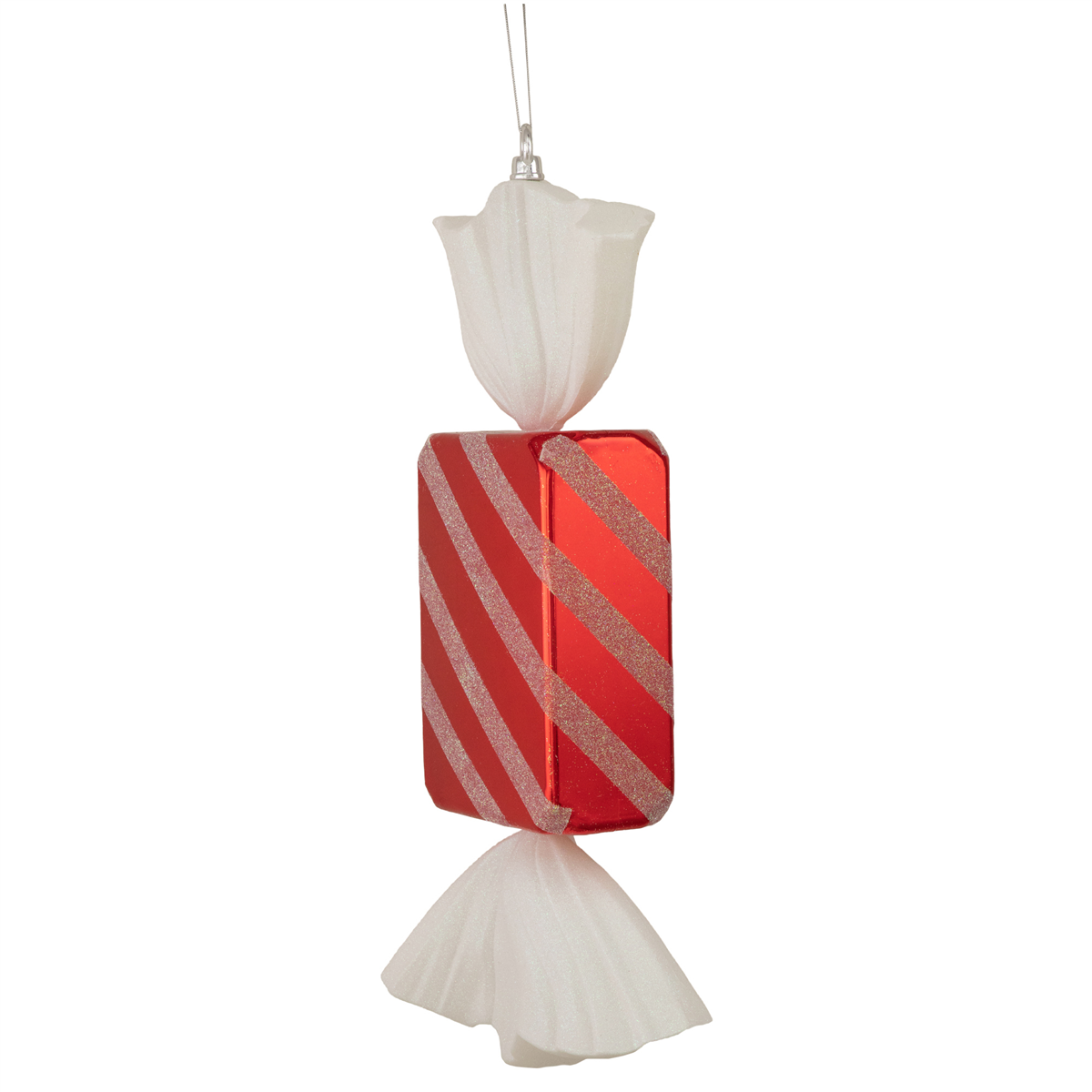 Northlight Wrapped Candy with Striped Glitter Christmas Ornament
