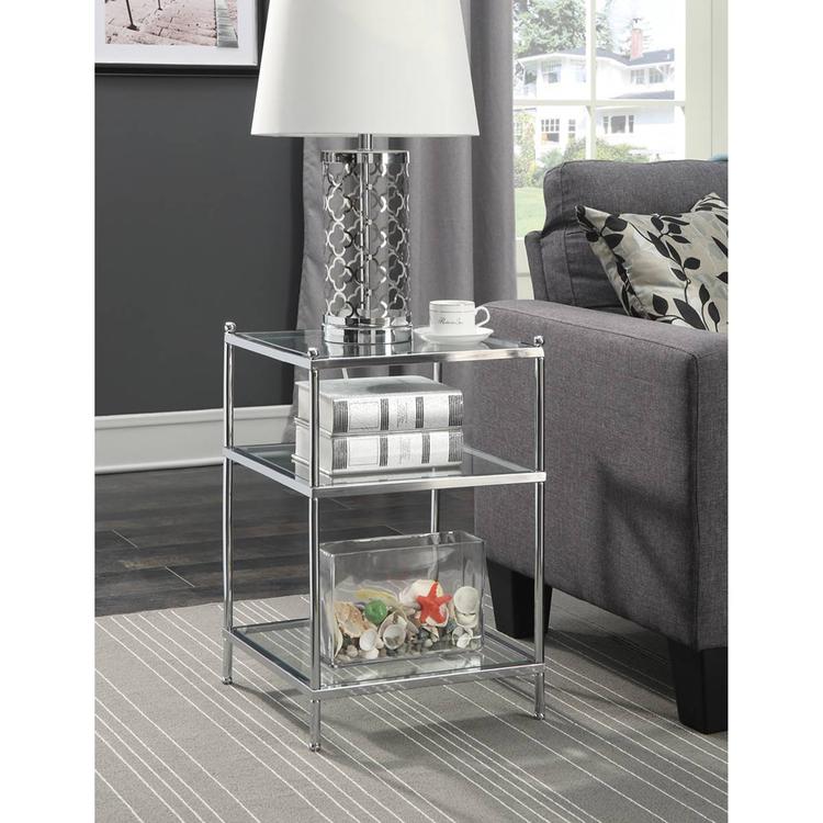 Convenience Concepts Royal Crest 3 Tier Glass End Table