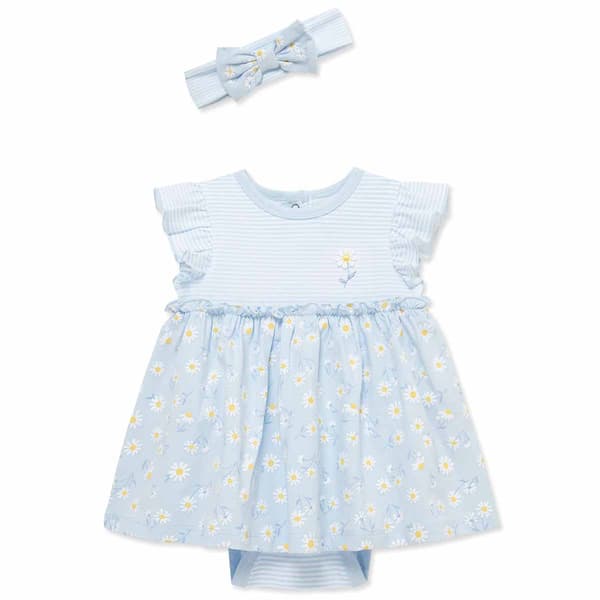 Baby Girl (3-12M) Little Me Daisy Print Dress W/ Headband - image 