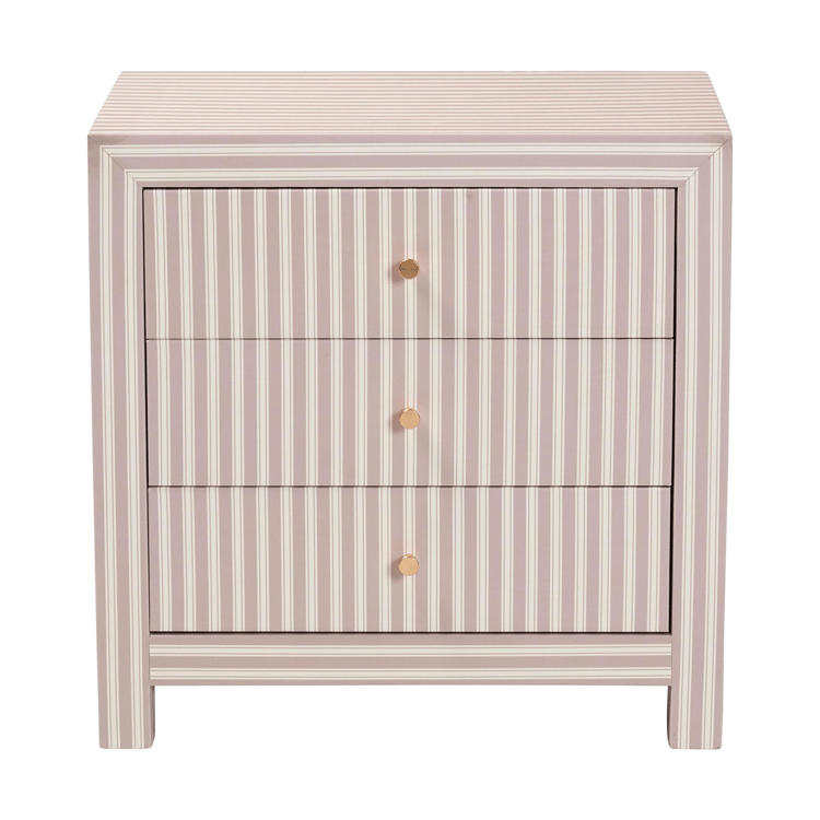 Baxton Studio Javianne End Table with Striped Faux Leather