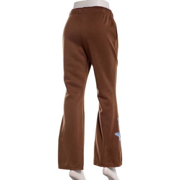 Juniors No Comment Fleece Foil Screen Flare Sweatpants - Chestnut
