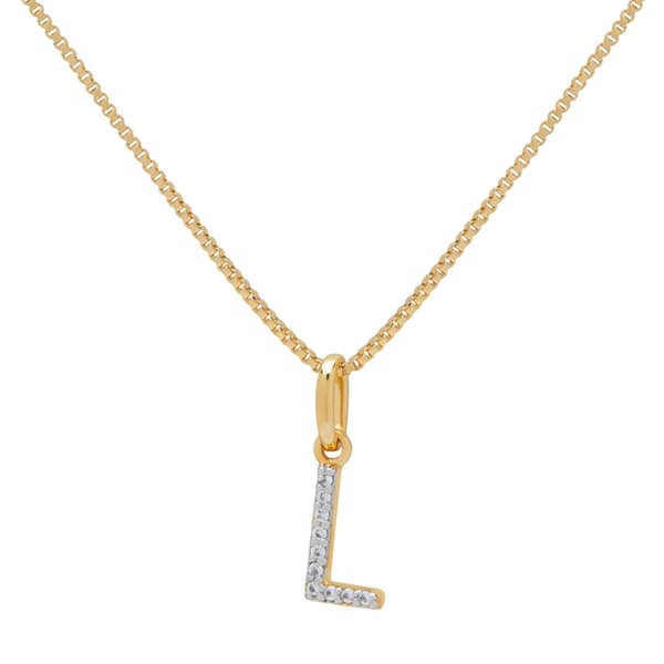 Gianni Argento Two-Tone Lab White Sapphire Initial L Pendant - image 