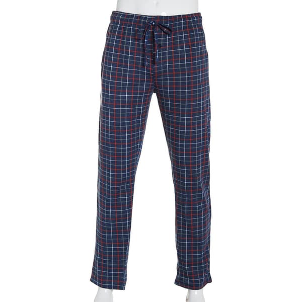 Mens Preswick Moore Plaid Jersey Pajama Pants Navy Red Boscov s