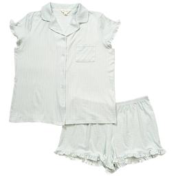 Womens Laura Ashley Short Sleeve Peached Gingham Pajama Short Set