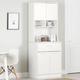 South Shore Myro Faux White Marble Pantry Cabinet