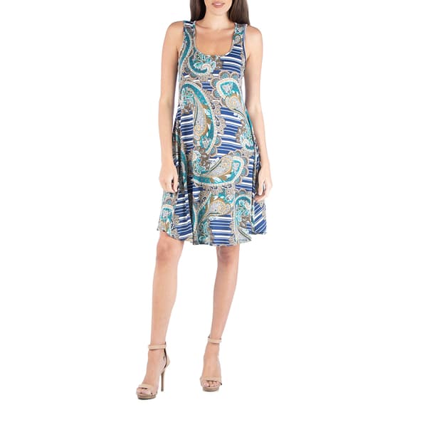 Womens 24/7 Comfort Apparel Paisley Sleeveless Fit & Flare Dress - image 