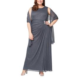 Plus Size SLNY Sleeveless Gown with Shawl