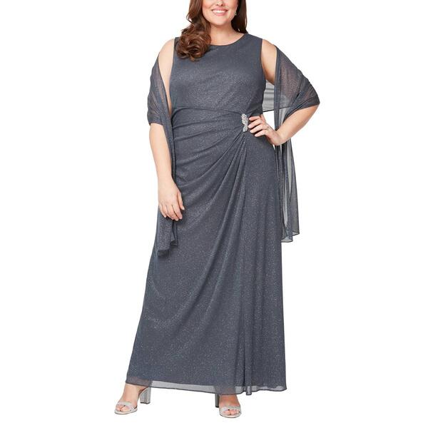 Plus Size SLNY Sleeveless Gown with Shawl - image 