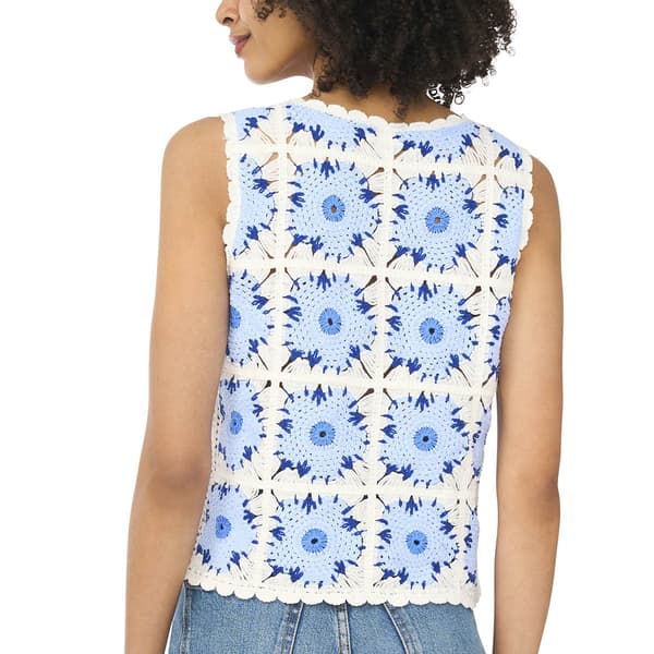 Womens Cece Sleeveless Floral Crochet Sweater