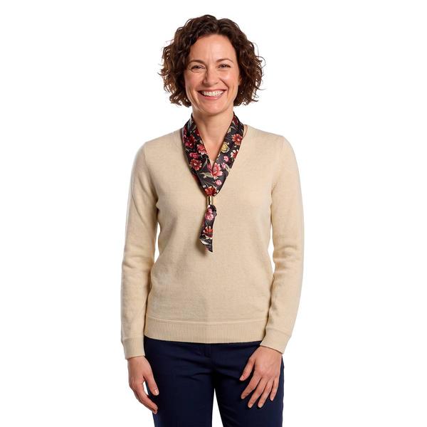 Womens Emily Daniels Long Sleeve Solid Hacci Tie Neck Sweater - image 