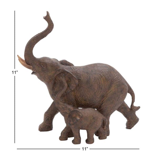 9th & Pike&#174; Brown Polystone Momma And Baby Elephant Sculpture