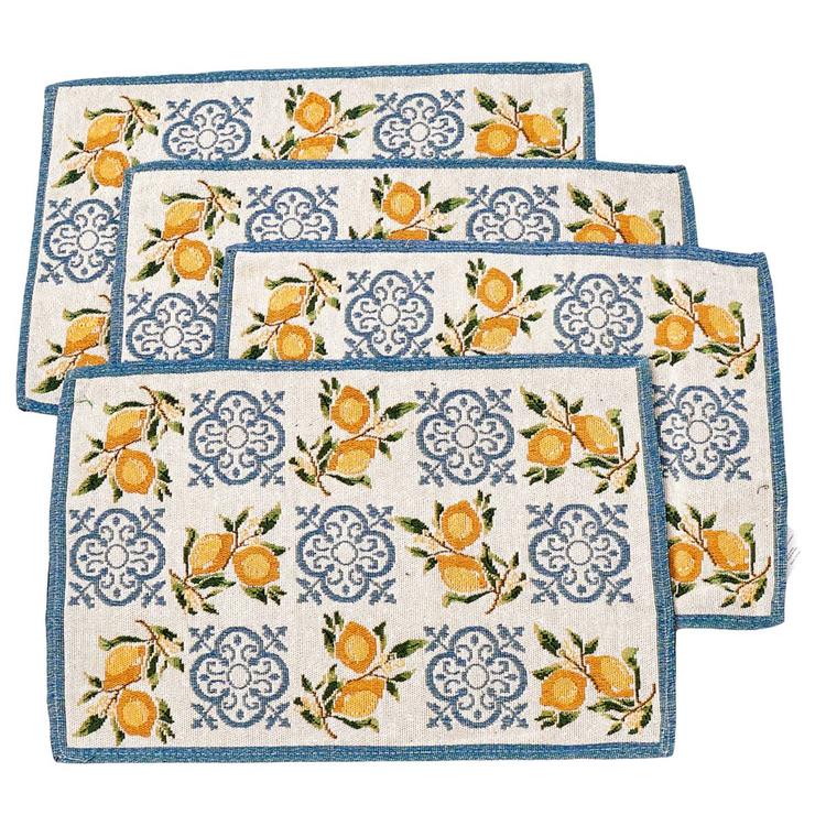 Basil & Bloom Blue Lemons Placemats - Set of 4