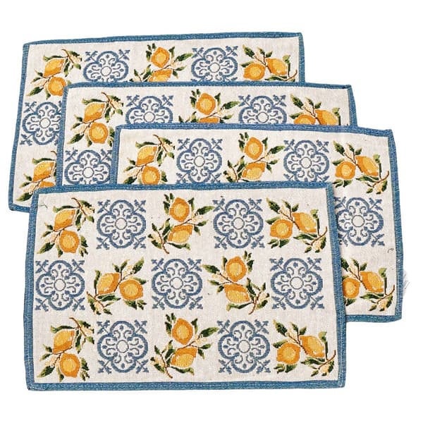 Basil & Bloom Blue Lemons Placemats - Set of 4 - image 