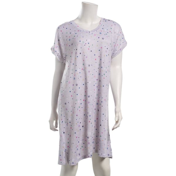 Womens Emily & Jane Short Sleeve V-Neck Stars Nightshirt